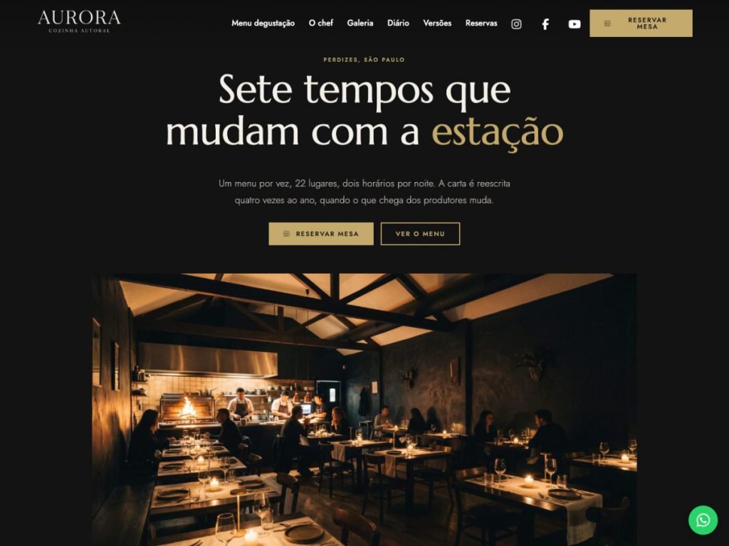 Tela do modelo de site para restaurante